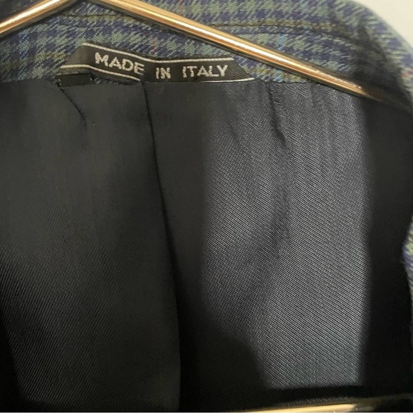 Zenio Suit Jacket Blue Houndstooth Multicolor Stripe 40s - Picture 4 of 6